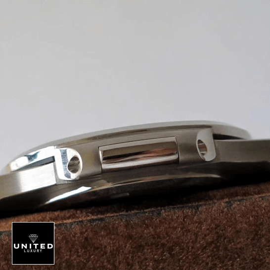 Patek Philippe Nautilus 5711/1A-011 "White Dial" Exceptional Replica 1:1 patekphilippe nautilus 57111A 011 replica leftside Patek Philippe Nautilus 57111A-011 Stainless Steel Case Replica side view