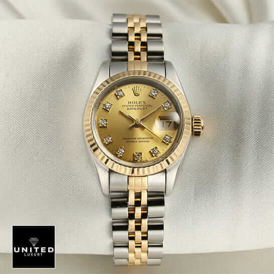 Rolex Datejust 69173 Diamond Dial "Jubilee" High-End Replica 1:1 rolex 69173 diamond replica Rolex Datejust Yellow Gold 69173 Replica white background