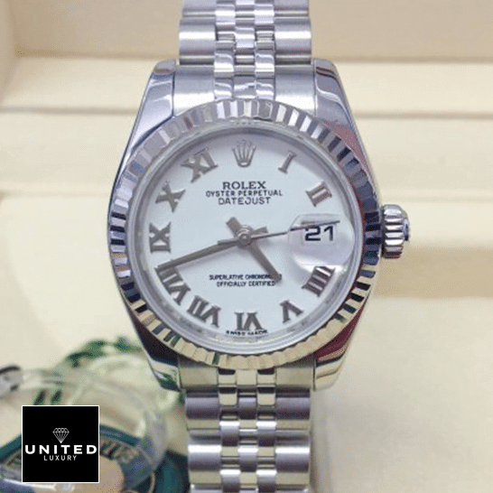 Rolex Datejust 179174 White "Roman Numeral Dial" Exact Replica 1:1 rolex datejust 179174 replica white Rolex Datejust 179174 White Dial Romen Numerial Replica