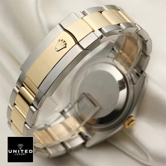 Rolex Datejust 116203 "Black Dial" Master Clone Quality rolex datejust black dial replica3 Rolex Datejust 116203 Replica Two Tone Fold Clasp on the Rolex logo