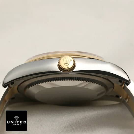 Rolex Datejust 116203 "Black Dial" Master Clone Quality rolex datejust black dial replicaa Rolex Datejust 116203 S.Steel Case Replica Yellow Gold Crown Pusher