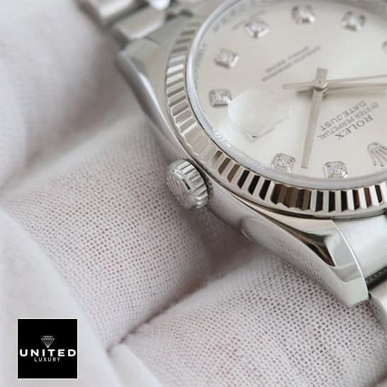 Rolex Datejust 178274 "Diamond" Authentic Clone 1:1 rolex datejust mother of pearl diamond 178274 jubilee replica2 Rolex Datejust Steel Crown Pusher