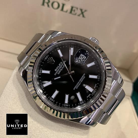 Rolex Datejust 116334BKSO Automatic "Black Dial" Replica 1:1 rolex datejust silver replica1 Rolex Datejust II Automatic Black Dial 116334BKSO Fluted Bezel Replica in the box