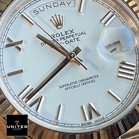 Rolex Day-Date 118235F-0024 President Rose Gold Roman Dial Ultra Fine Replica rolex day date 118235f 0024 replica dial Rolex Day-Date President White Roman Dial 118235f-0024 Replica