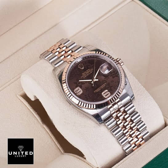 Rolex Datejust 116231-0105 "Chocolate Floral Dial" Ultra Clone 1:1 rolex floral dial replica1 Rolex Datejust 36 Chocolate Floral Dial 116231 Jubilee Replica in the Box