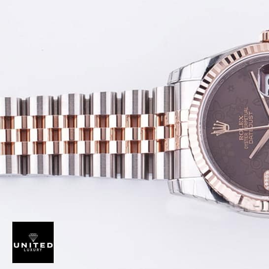 Rolex Datejust 116231-0105 "Chocolate Floral Dial" Ultra Clone 1:1 rolex floral dial replica2 Rolex Datejust 36 116231 Chocolate Floral Dial Two Tone Jubilee Bracelet Replica