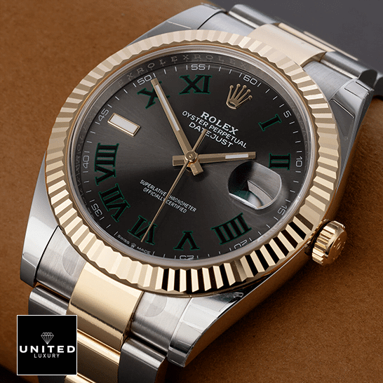 Rolex Datejust Grey Roman Dial 116333-0001 Mirror Clone Quality rolex datejust II automatic grey roman dial 116333 oyster Rolex Datejust Gold Bezel Replica