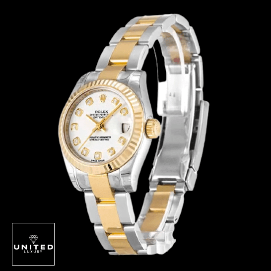 Rolex Datejust 179173 "Yellow Gold Diamond" Pro Clone 1:1 Rolex Datejust 179173 Yellow Gold Fluted Bezel Replica Black Background