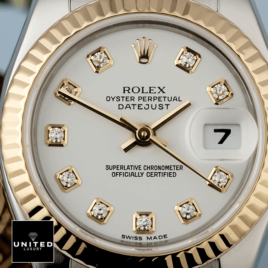Rolex Datejust 179173 "Yellow Gold & Diamond" Ultra Realistic Replica Rolex Datejust Diamond White Dial Replica close analog view