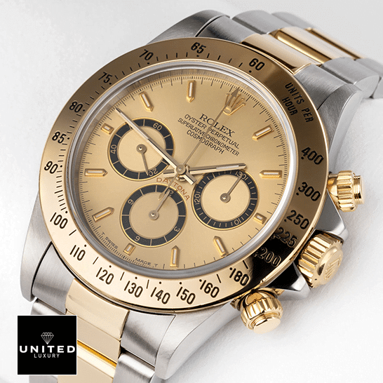 Rolex Daytona Cosmograph 16523 "Yellow Gold" Elite Clone Edition rolexdaytona 16523 replica left Rolex Daytona S.Steel Case Yellow Gold Bezel & Dial 16523 Oyster Replica