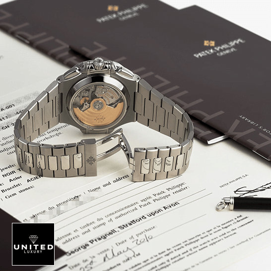 Patek Philippe Nautilus 5980/1A-001 "Blue Dial" Super Clone Edition patek philippe 5980 1A Patek Philippe Nautilus 59801A-001 Steel Bracelet Replica upside view