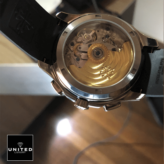 Patek Philippe Aquanaut Chronograph 5968A-001 Perfect Clone Edition patek philippe aquanaut Patek Philippe Aquanaut 5968A001 Steel Mechanism Replica upside view