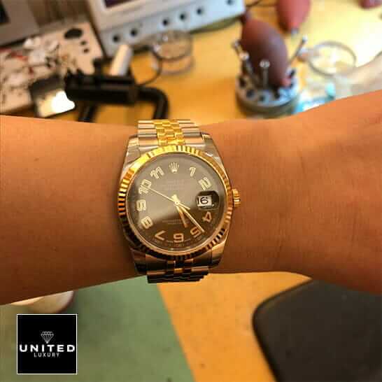 Rolex Datejust 116233-0209 "Bronze Dial" Authentic Clone 1:1 rolex 116233 replica 3 Rolex Datejust 116233 Yellow Gold Replica on the wrist