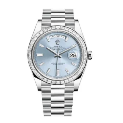 Rolex Day-Date Platinum 228396TBR Super Clone Ice Blue Baguette