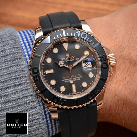 Rolex Yacht-Master 116655 Supreme Replica Edition Rolex Yacht Rolex Yacht Master II Black Rubber & Black Dial Replica on the wrist