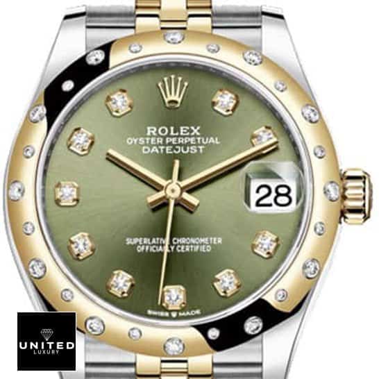 Rolex Datejust 278273 Ultra Fine Replica asdx 2 Rolex Datejust 278273 Yellow Gold Olive Green Set With Diamonds Dial Replica