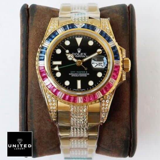 Rolex GMT-Master II 116718LN "Haribo" Detailed Replica Rolex GMT-Master II Haribo Gold Gem-Set Bracelet Oyster Replica