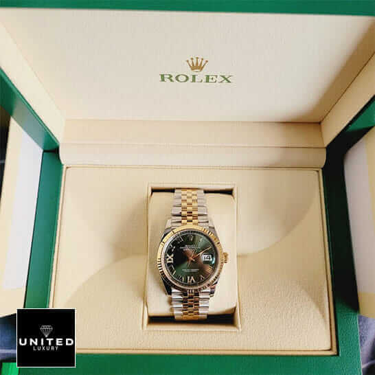 Rolex Datejust 126283RBR Master Clone Quality rolex 126283rbr replica 5 Rolex Roman Green Dial Steel Gold Replica in the rolex box
