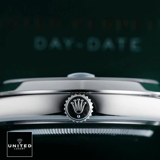 Rolex Day-Date 228206-0002 "Oyster Bracelet" Authentic Copy 1:1 rolex day dat e228206 stainless steel blue diagonal dial oyster dial Rolex Day-date 228206 stainless steel replica rolex logo on push button