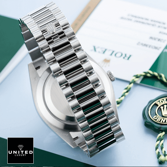 Rolex Day-Date 228206-0002 "Oyster Bracelet" Authentic Copy 1:1 rolex day rolex-day-dat_e228206_stainless_steel_blue_diagonal_dial_oyster_unitedluxury