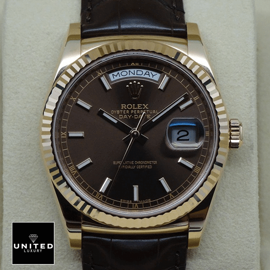 Rolex Day-Date 118135-0002 "Brown Dial" Detailed Replica rolex day date 118139 replica date Rolex Day-Date 118139 V5 Chocolate Dial Replica