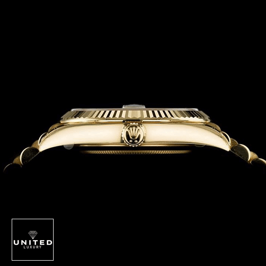 Rolex Day-Date 228238-0042 "Gold Roman Dial" Ultimate Clone Quality rolex day date 228238 0042 replica rightside Rolex Day-Date 40 228238 Replica Right Side Gold Crown Pusher