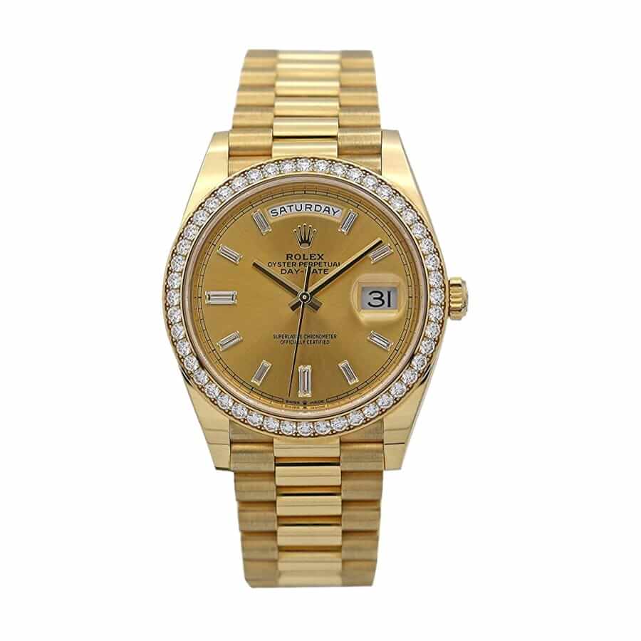 rolex-day-date-228348rbr-kw-yellow-gold-diamonds-champagne-dial-replica Rolex Day-Date 228348RBR "President" Perfect Clone Edition - Image 1