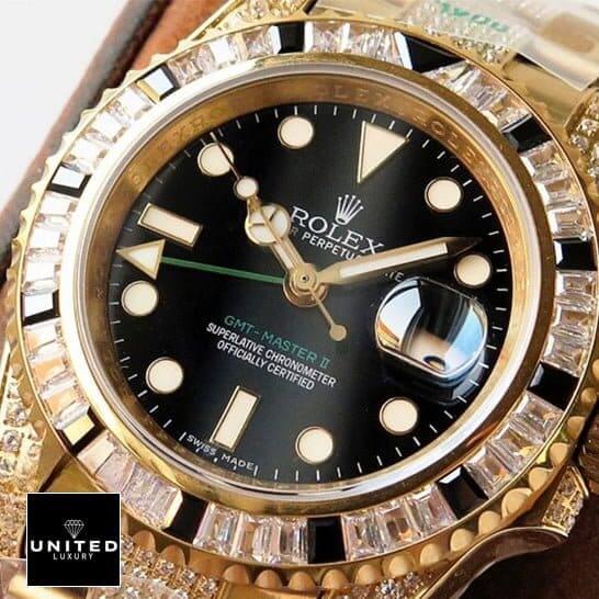 Rolex GMT-Master II 116748SANR "Iced Out" Luxury Clone Quality rolex gmt master gold replica6 Rolex GMT-Master II 116748SANR Black Dial Gem-Set Bezel Replica