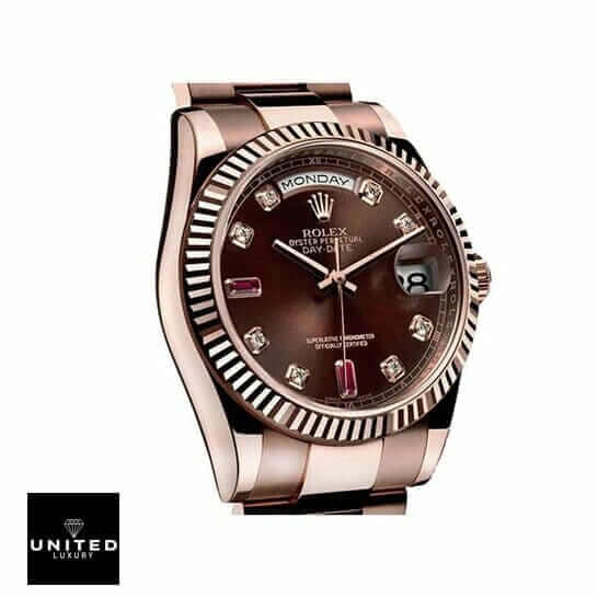 Rolex Day-Date 128235 "Chocolate Dial" Top Grade Clone 1:1 rolex ladies replica1 Rolex ladies Day-Date 128235 AR Stainless Steel With Rose Gold Wrapped Chocolate Dial Replica