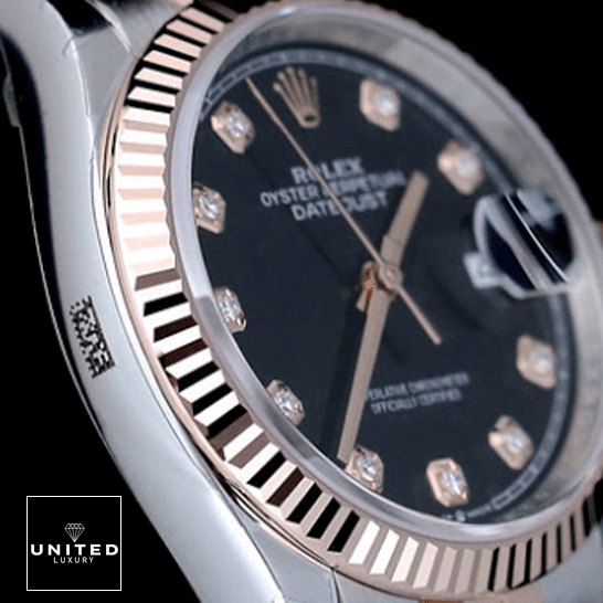 Rolex Datejust 126231 Black Diamond Dial Clone Edition Rolex Datejust 126231 Rose Gold Fluted Bezel Replica