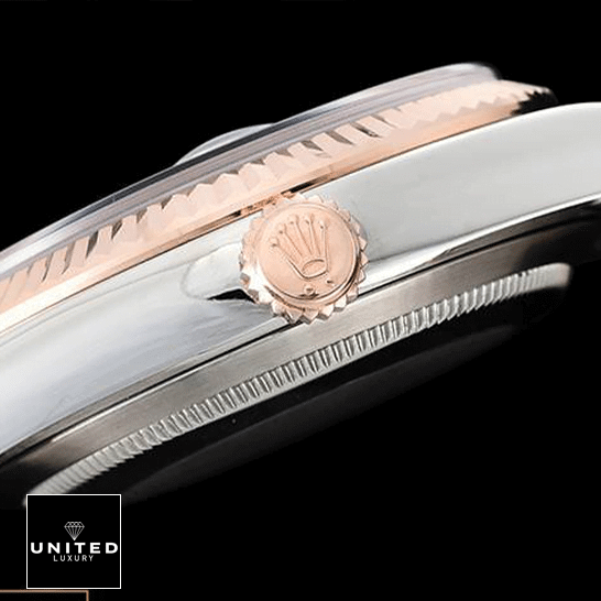 Rolex Datejust 126231 Black Diamond Dial Clone Edition Rolex Datejust 126231 Rose Gold Crown Pusher Replica