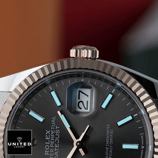 Rolex Datejust 126231 Two-Tone Fluted Bezel Detailed Replica rolex datejust 126231 steel gold automatic grey dial jubilee man lefft Rolex Datejust 126231 Grey Dial Replica dial phosphor