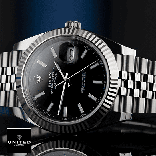 Rolex Datejust 126234 Perfect Clone Quality Rolex 126234 Datejust Black Dial White Gold Replica black background