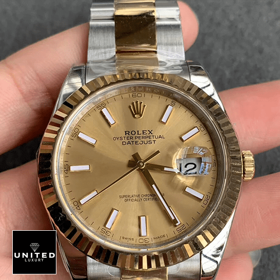 Rolex Datejust 126333 Oyster Perpetual Yellow Gold Replica 1:1 Rolex Datejust 126333 Champagne Dial & Fluted Bezel Replica