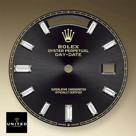 Rolex Day-Date 228398TBR "Black Dial" Replica rolex day date 228398TBR 0001 KW yellow gold diamonds black dial oyster replica dial 1 Rolex Day-Date 40 228238-0007 Black Dial with Diamond Indices Replica