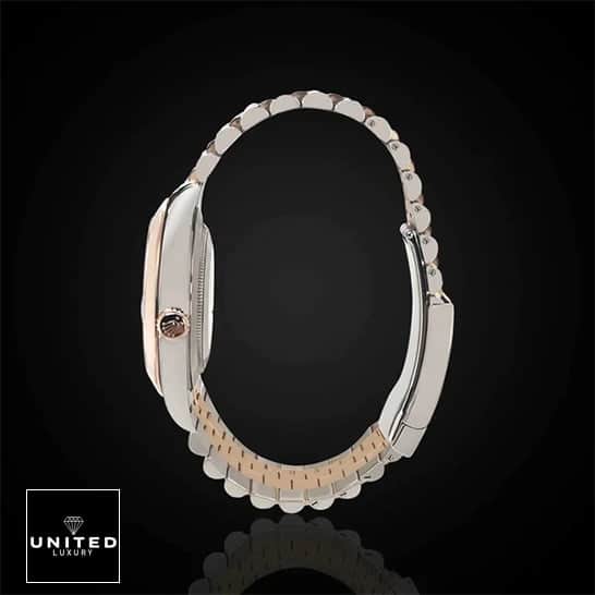 Rolex Datejust 126301 Two-Tone True Replica 1:1 w2 1 Rolex Datejust 126301-0016 Replica Stainless Steel Case Rose Gold Crown Pusher Black Background