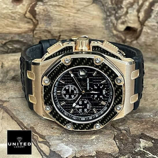Audemars Piguet Royal Oak Offshore 26030IO.OO.D001IN.01 "Juan Pablo Montoya" True Replica 1:1 ap montoya replica5 Ap Montaya Gold Case Black Bezel Replica