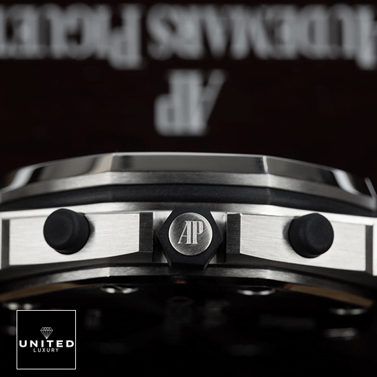 Audemars Piguet Royal Oak Offshore 26170ST.OO.D091CR.01 "Safari" Precision Clone audemars piguet royal oak offshore safari 26170ST.OO .D091CR.01 replica rightside Audemars Piguet Royal Oak Steel Case Replica crown / push button