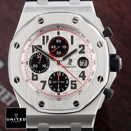 Audemars Piguet Royal Oak Offshore 26170ST.OO.D101CR.02 "Panda" Superior Replica audemarspiguet royaloakoffshore 26170ST.OO .D101CR.02 replica front Audemars Piguet White Dial 26170ST.OO_.D101CR.02 Steel Case Replica front view