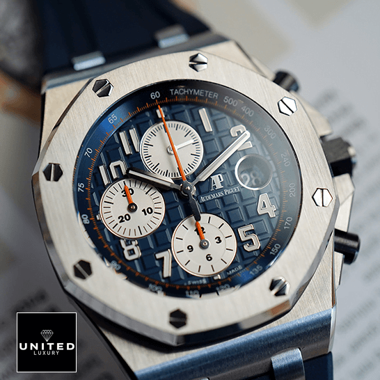 Audemars Piguet Royal Oak Offshore 26408OR.OO.A010CA.01 "Navy" Ultra Clone 1:1 audemarspiguet royaloakoffshore 26470ST.OO .A027CA.01 replica front Audemars Piguet Blue Dial 26470ST.OO_.A027CA.01 Replica white background