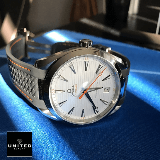 Omega Seamaster Aqua Terra Co-Axial Master Chronometer 220.12.41.21.02.002 Pro Clone 1:1 omega aqua terra 220.12.41.21.02.002 replica grey Omega Aqua Terra 220.12.41.21.02.002 White Dial Replica on the blue carpet