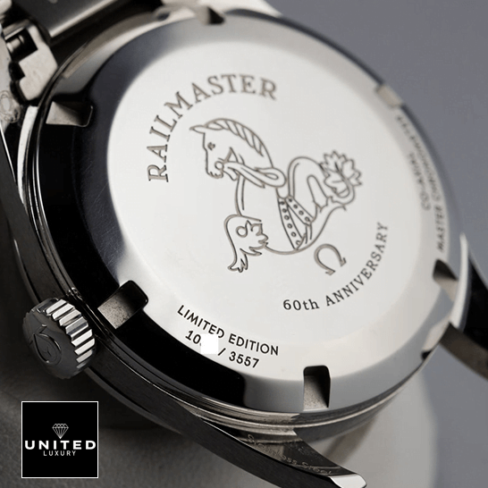 Omega Seamaster Railmaster Steel 220.10.38.20.01.002 Masterpiece Replica omega seamaster 220.10.38.20.01.002 replica case Omega Seamaster 220.10.38.20.01.002 Stainless Steel Case Replica upside view