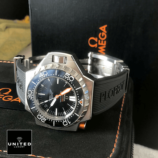 Omega Seamaster Ploprof Steel 224.32.55.21.01.001 True Replica 1:1 omega seamaster ploprof 224.32.55.21.01.001 replica bracelet Omega Seamaster Black Dial Black Rubber Bracelet Replica on the box