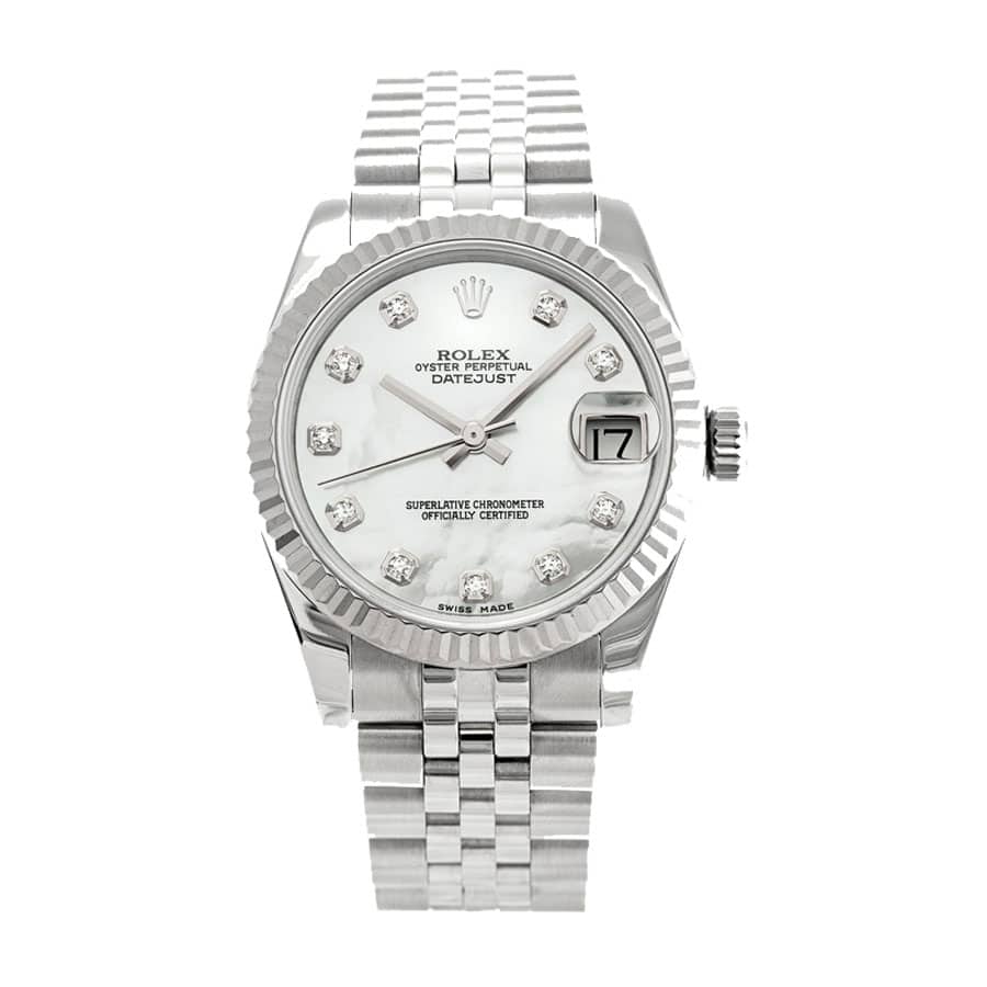 rolex-datejust-31mm-178274-steel-white-gold-automatic-mother-pearl-diamond-dial Rolex Datejust 178274 MOP Diamond Dial Swiss Super Clone - Image 1