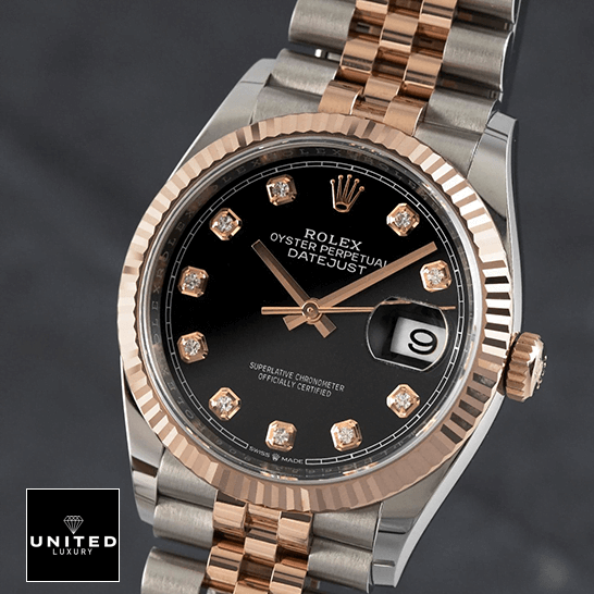 Rolex Datejust 126231 Everose Two-Tone Perfect Clone Quality Rolex Datejust Black Dial Diamond Rose Bezel Replica