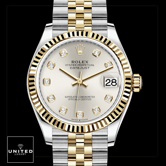 Rolex Datejust 278273 "Two-Tone" Perfect Duplicate 1:1 Rolex Datejust 278273-0020 Steel And Yellow Gold Silver With Diamond Dial Jubilee Replica