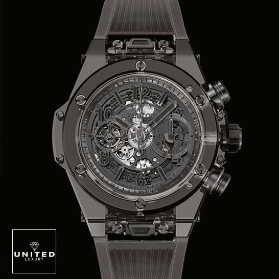 Hublot Big Bang Unico Sapphire All Black 411.JB.4901.RT Replica hublot big bang unico sapphire all blac Hublot Big Bang Unico Sapphire All Black Dial Replica black background