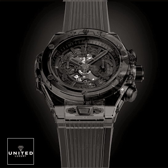 Hublot Big Bang Unico Sapphire All Black 411.JB.4901.RT Replica hublot big bang unico sapphire all blac 411.JB .4901.RT man dial Hublot Big Bang 411.JB_.4901.RT Unico Sapphire All Black Replica black background
