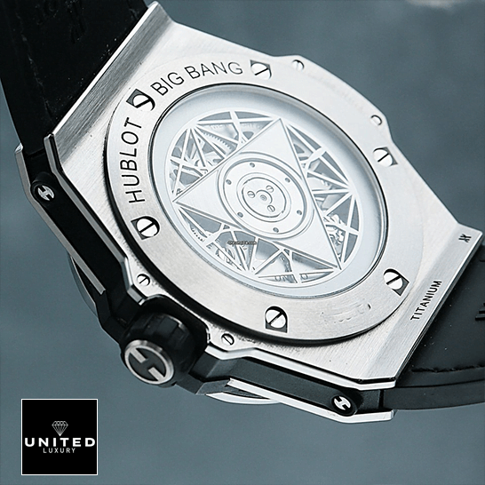 Hublot Big Bang "Iced Out" Diamond 415.NX.1112.VR.1704.MXM17 Masterpiece Clone hublot big bang sang bleu titanium pave 415 NX 1112 VR 1704 MXM17 replica back Hublot Big Bang Steel Case 415_NX_1112_VR_1704_MXM17 Replica upside view