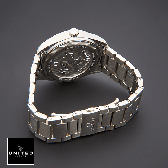 Omega Railmaster Co-Axial Master Steel 220.10.40.20.03.001 Collector’s Clone 1:1 omega seamaster 220.10.40.20.03.001 replica back Omega Seamaster 220.10.40.20.03.001 Steel Replica grey background